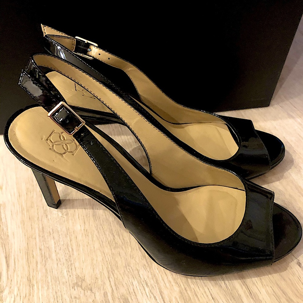 NEW Ann Taylor Black Patent Slingback Heels 7